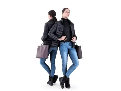 Woman with bag 52 Low-poly 3D model