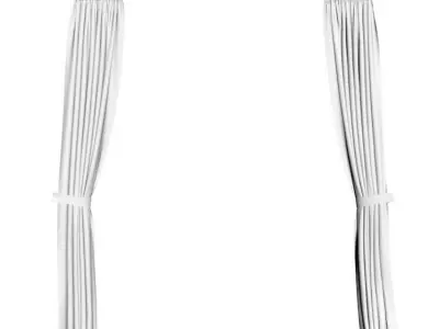 White see through window curtains 3D model