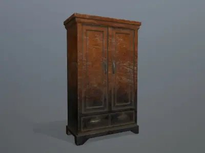 Cabinet 3 old wooden Low-poly 3D model