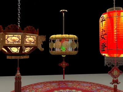 Chinese red lantern 3D model 94