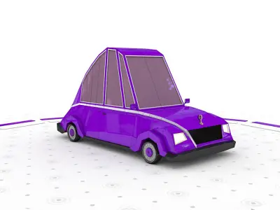 Purple - Low poly cartoon car 3D model