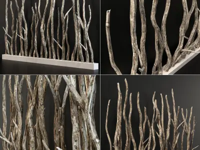 Planter wall branch crooked old n4 3D model