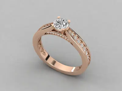 Modern Round Cut Engagement Ring Jewelry  3D print model