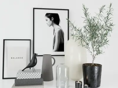 Set with olive tree 3D model