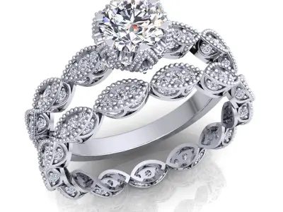 Aarna Luxury Couple Set Ring 37 3D print model