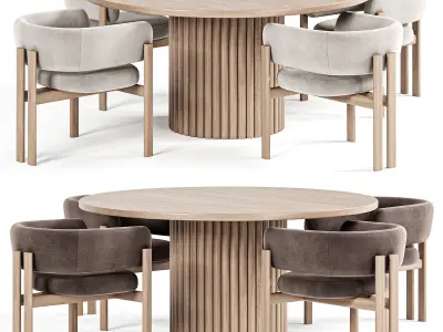 Bakergo Dining Table Bay Chair 3D model