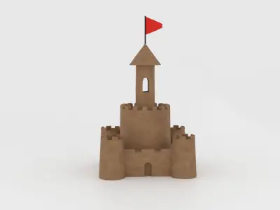 Sand Castle Low-Poly 3D Model 3D model