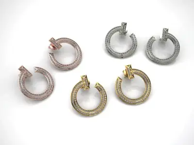 Brand Tiffany Earrings Jewelry Gold 3D print model