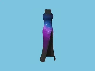 Galaxy Female Long Dress - Woman Character Design Fashion Low-poly 3D model