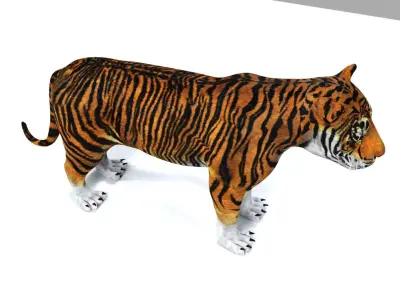 Tiger Rigging and Skinning with Blend Shapes 3D model