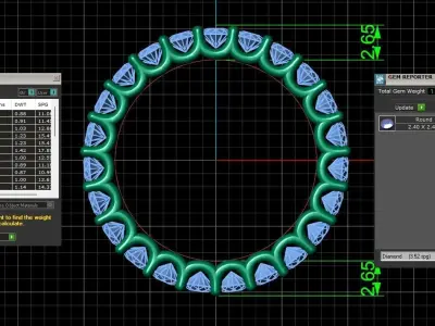 U Shaped Eternity Ring 2 point 4 mm stone size swiss 8 and EU48 3D print model