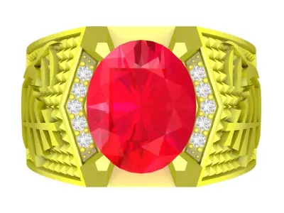 Luxury Oval Gemstone Men Ring Jewelry Model 4456 3D print model