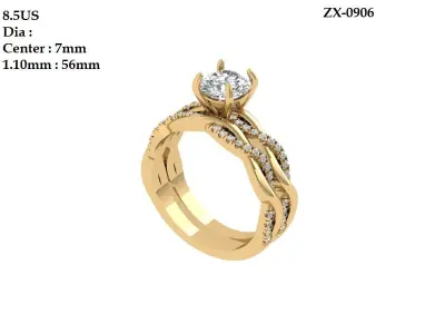 Solitair Ring Bridal Set 3D print model