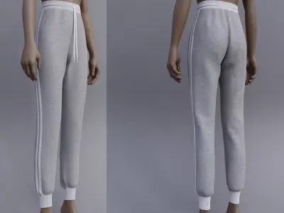Grey Sweatpants -female joggers Low-poly 3D model