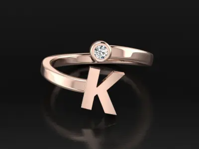 Jewelry Alphabet Ring K 3D print model