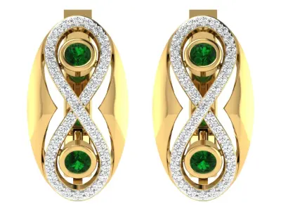 Solitaire Women Drop Earring 3dm STL OBJ FBX Render Details 3D print model 8