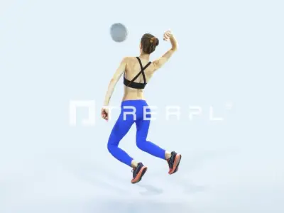 Beauty 17A Jumping Smashing Sports Volleyball Woman Low-poly 3D model