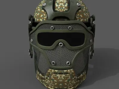 Helmet military combat soldier scifi fantasy human protection  Low-poly 3D model