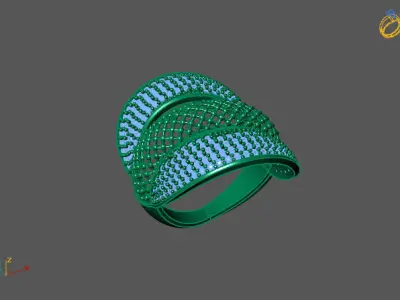 STL 3DM Print Ready Women Diamond Ring Lightweight Printable  3D print model 146