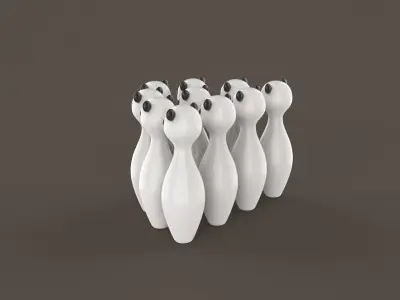 Cartoon Panda Bowling And Ball Bowling Low-poly 3D model