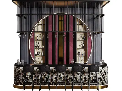 Bar Interior Low-poly 3D model