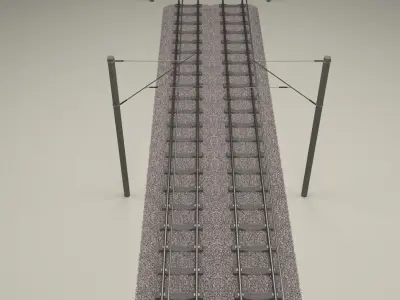 Train Track Double Electrified 3D model
