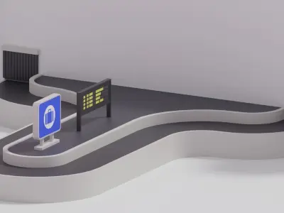 Airport Baggage Carousel Conveyor 3D model