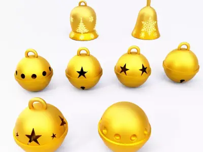 Christmas bell 3d model set3 Low-poly 3D model