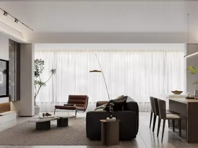 Modern living room dining room interior scenes 202 3D model