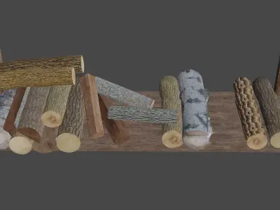 Logs - Lowpoly Game Ready PBR 3d model log rack Low-poly 3D model
