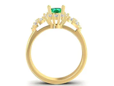 Luxury Emerald and Diamond Engagement Ring for Women  931 3D print model