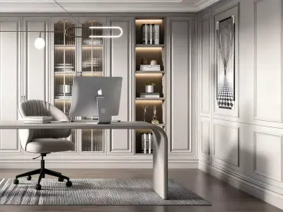 Modern Light Luxury Study Room 3D model