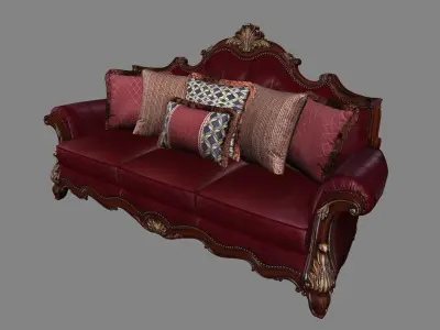 Large Classic Sofa Photorealistic VR AR 3D model
