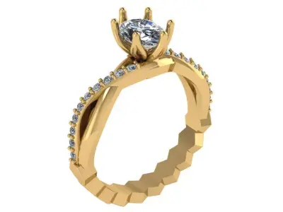 criss cross oval solitaire ring   3D print model