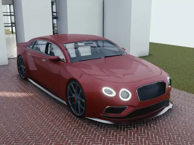 BLENDER EEVEE Brandless Mid Size 4 door sedan Low-poly 3D model