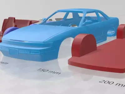 1988 - 1993 Nissan Silvia S13 - Separate Parts STL Model 3D print model