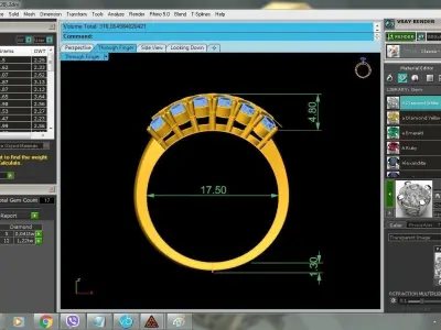 Women Diamond Ring with Multiple Round Stones 1681 3D print model
