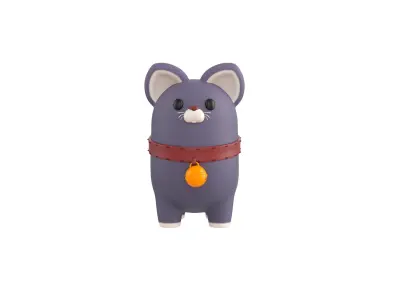 Gray Cat Character 3D model