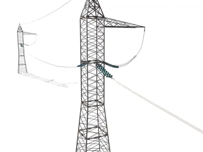 Electricity Pole 17 Low-poly 3D model