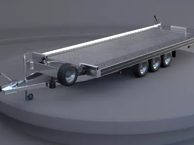 Three-axle Car Trailer 3D model