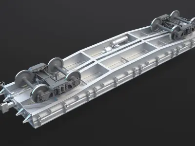 Flat Wagon High-Poly 3D model