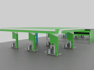Gas Station Low-poly 3D model buy