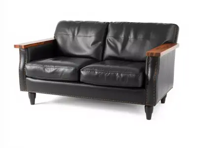 Elegant Black Leather Sofa model pack Low-poly 3D model