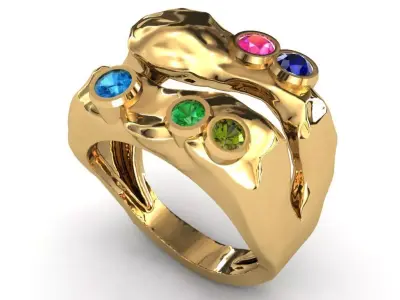 Colored Gemstone Ring- Stone Inspired Design 3D print model