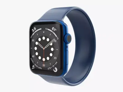 Apple Watch Series 6 silicone solo loop blue 3D model