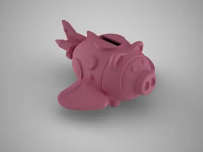 Rocket Piggy Bank 3D print model