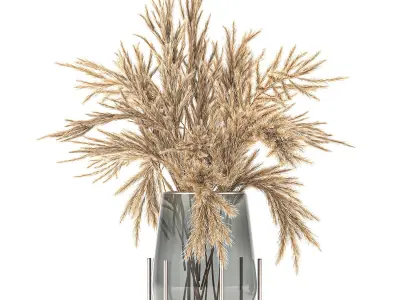 Bouquet of dried flowers in a vase 102 3D model