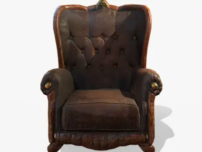 Antique Armchair Low-poly 3D model