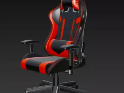 Racing Style Gaming Chair Red Black PBR 3D Model High Detail 3D model