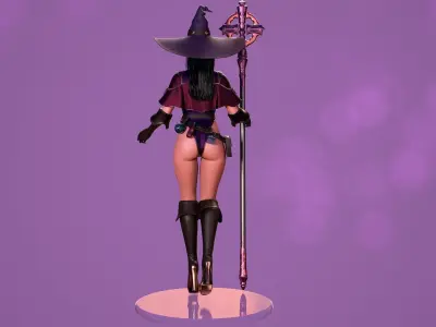 Witch -Cute Wizard Sorcerer Mage Stylized Character Cartoon Girl Low-poly 3D model